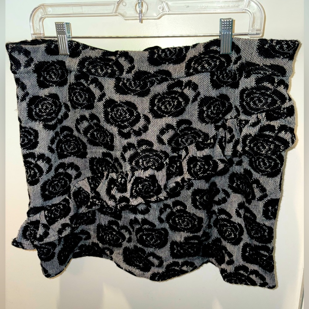 Floral Black and Gray Women's Skirt
